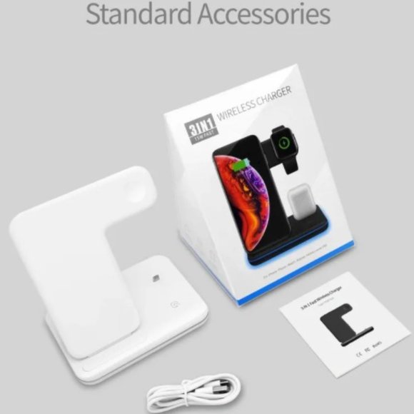 3 in 1 Wireless Charging Dock in White or Black - Picture 2 of 10